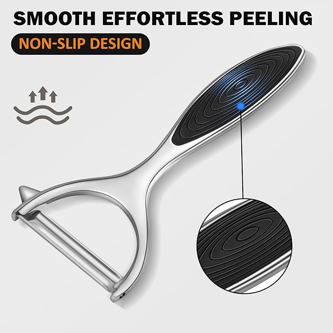 TACGEA Vegetable Peeler for Kitchen, Potato Peelers for Fruit Straight Blade, Durable Non-Slip Handle, Set of 2