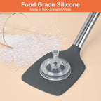 Silicone Spatulas Turners, Solid & Slotted Silicone Spatula Set, Non Stick Turners,Ailsoes Heat Resistant BPA Free Rubber Spatulas for Fish, Eggs, Pancakes, WOK，2 Pack (Gray)