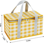 2pcs Insulated Reusable Food Picnic Bag Beach Bags, Beach Bag Cooler Bags with Zippered Top - Insulated Bag for Hot or Cold,Picnic Basket Collapsible, Outdoor Party, Camping,Festivals (B)