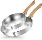 KOCH SYSTEME CS Stainless Steel Frying Pan Set, 18/10 Stainless Steel Pans Set with Heat-resistant Handle, Triply Base Induction Cooking Pans Set, Fast & Even Heat, Dishwasher Safe, 8" & 10"