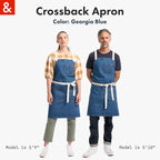 hedley & bennett Crossback Apron - Crossback Chef Apron with Pockets - 100% Cotton Denim, 8oz - Georgia Blue