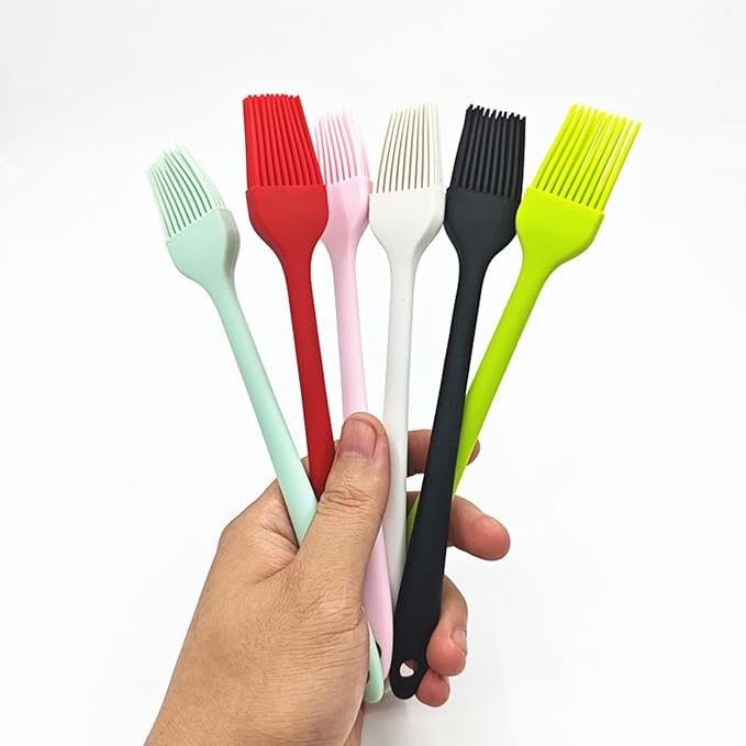 6Pcs Silicone Basting Brush Upgrade Pastry,Heat Resistant Brushes Premium Cooking Brush for Sauce Marinade Meat Glazing Oil BBQ Kitchen Cooking Baking Grilling Flavoring 19cm/7.48"(Small)