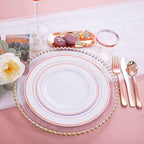 WDF 120 pieces Rose Gold Plates Disposable - Heavy Duty Rose Gold Plastic Plates Perfect for Mother's Day, Wedding, Birthday