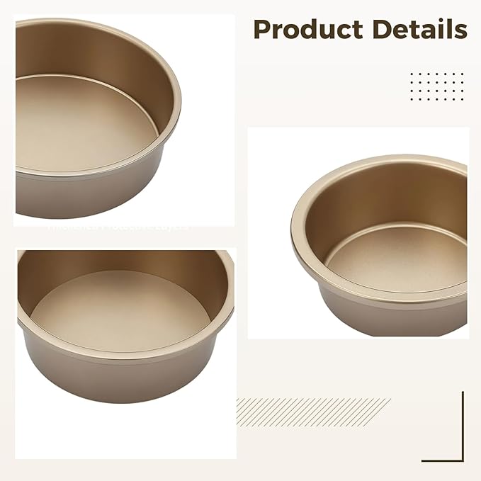 3 PCS Round Removable Bottom Cake Pans, Nonstick Carbon Steel Baking Pans for Chiffon Cheesecake and Sponge Cake, 4 in 6 in 8 in Bakeware Kit for Home Oven Use, Black Finish