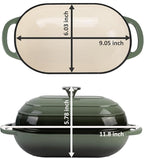 Premium Enameled Cast Iron Dutch Oven for Bread Baking | Non-Stick 5QT Oval Bread Oven with Lid | Perfect for Sourdough, Loaf, and Artisan Baking (Green, 5 QT)