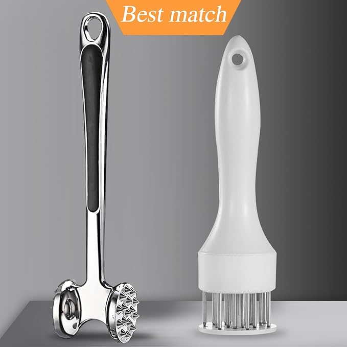 2-piece set meat tenderizer,meat tenderizer tool,meat mallet,Tenderizes meat, makes steaks evenly thick, helps marinate and shortens cooking time