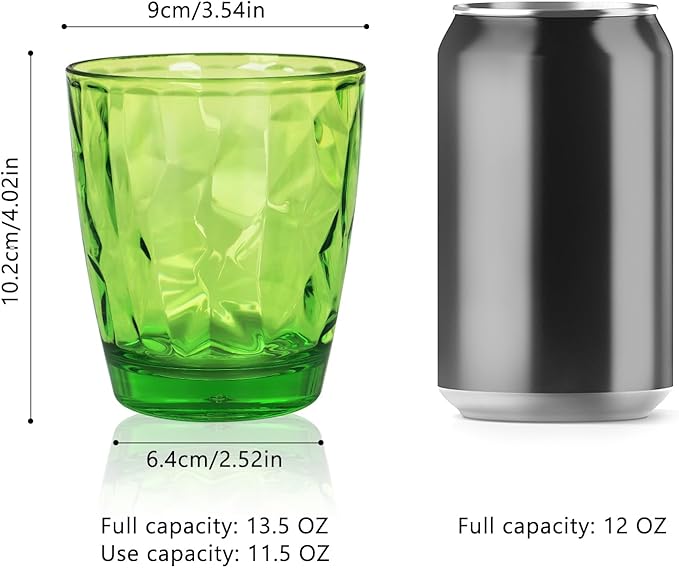 13 oz Plastic Tumblers Drinking Glasses, Clear Acrylic Drinking Cups Wine Glasses Beverage Cups Tumbler for Poolside Party, Outdoor&Indoor, Stackable, Dishwasher Safe, Easy to Clean, Large Capacity