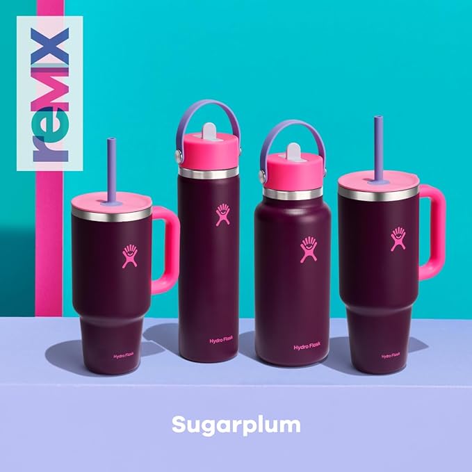 Hydro Flask 40 Oz Travel Tumbler with Handle, Lid and Straw - Insulated Stainless Steel in Sugarplum