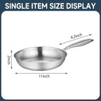 Tri-Ply Clad Stainless Steel 11-Inch Frying Pan,PFOA&PTFE Free Skillets,Works on Induction,Oven and Gas Cooktops