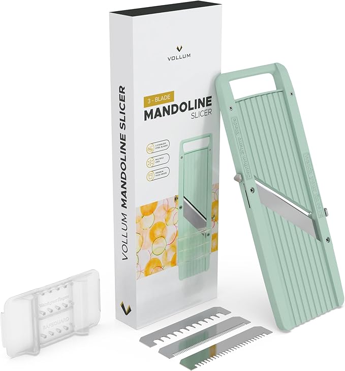 Narrow Mandoline Slicer for Kitchen – Professional Slicer Vegetable Cutter Japanese Mandoline Slicer with Interchangeable Stainless Steel Blades – Food Manual Slicer Handheld Mandoline Slicer