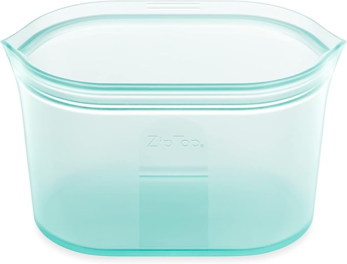Zip Top Reusable Food Storage Bags | Large Dish [Teal] | Silicone Meal Prep Container | Microwave, Dishwasher and Freezer Safe | Made in the USA