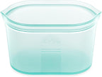 Zip Top Reusable Food Storage Bags | Large Dish [Teal] | Silicone Meal Prep Container | Microwave, Dishwasher and Freezer Safe | Made in the USA