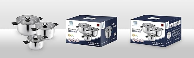 ChefTop Stainless Steel 3-in-1 Pot with Glass Lid, Space Saving Pot, Three sizes: 8", 9", and 11" with matching glass lids