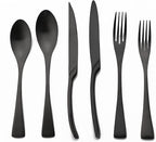 Luxury Silverware Set Flatware Cutlery 18/10 Stainless Steel Matte Polishing Metal Utensils Set Group Service for 1, 6-piece, Black
