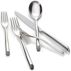 Nambe Stainless Steel Flatware Set – 5-Piece Cutlery with Angled Handle Design, Modern Fork, Knife & Spoon for Tableware Decor – Convenient Cleaning, Stylish & Long-Lasting Tableware