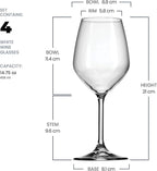 Bormioli Rocco 14.75 oz White Wine Glasses (Set Of 4): Crystal Clear Star Glass, Laser Cut Rim For Wine Tasting, Elegant Party Drinking Glassware, Restaurant Quality