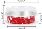 Beasea Mini Pie Pans with Lids Disposable, Set of 100 Pack 4” 8oz Red Aluminum Baking Foil Tins Small Round Tart Container for Individual Cupcake Cheesecake Ramekin Dessert Muffin Quiche Oven Dishes
