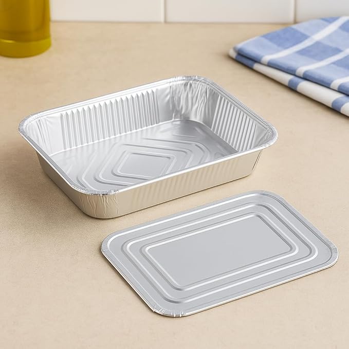 Ruthy's Outlet Disposable Aluminum Foil Pans, Half Size Steam Table Deep, 30 Pack, Silver, 2.5 Inches Deep (10 Pack/w Lids)