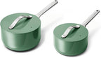 Caraway Nonstick Ceramic Sauce Pans with Lids (3 qt & 1.75 qt) - Non Toxic, PTFE & PFOA Free - Oven Safe & Compatible with All Stovetops (Gas, Electric & Induction) - Sage