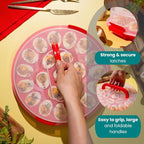 Classy Deviled Egg Carrier with Lid & Handles - Tray Platter for Holidays, Parties - Portable Container for 22 Eggs - Dishwasher-Friendly - Red