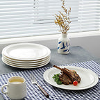 10.5-inch Porcelain Dinner Plate Set of 6 - Microwave, Oven and Dishwasher Safe, Scratch Resistant. (White)