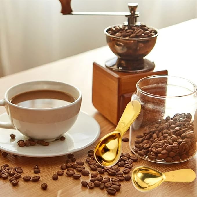 4 Pieces Coffee Scoop Stainless Steel Coffee Scoops Short Handle Tablespoon Measuring Spoons for Coffee Tea Sugar Flour (Golden)
