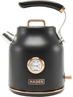 Haden Dorset 1.7 Liter Stainless Steel Electric Kettle, Hot Water Kettle with 360-Degree Base and Auto Shutoff, Black & Copper