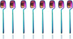 JASHII Mini Teaspoons Set Pack of 8 Stainless Steel Espresso Spoons for Coffee Sugar Dessert Cake Ice Cream Soup Antipasto Cappuccino, 5.3 Inch (Rainbow)