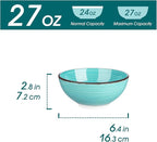 vancasso Bonita 27 Oz Cereal Bowls Set of 6, Blue Ceramic Bowls for Kitchen, 6 Inch Soup Bowls, Dishwasher & Microwave Safe