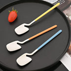 JASHII Hangable Silverware Set, Fresh Macaron Colors Flatware Cutlery Set Service for 2, Satin Finish 8 Piece Stainless Steel Utensils Set for Home and Restaurant, Dishwasher Safe(Orange Silver)