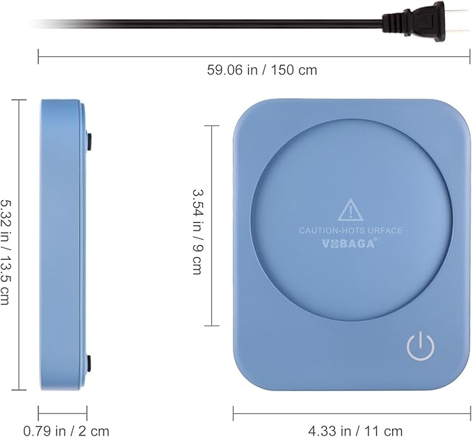 VOBAGA Coffee Mug Warmer, 4 Hours Auto Shut Off Cup Warmer for Office Home Desk with 3 Temperature Settings, Electric Beverage Warmer for Cocoa,Tea, Milk, Soup, for Coffee Gifts, Sky Blue (No Cup)