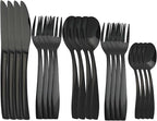 Black 20 Piece Silverware Set,Stainless Steel Flatware Set for 4,18/0 Rust-Proof Cutlery Set with Forks & Spoons,Mirror Polished Dishwasher Safe - Heavy Duty Tableware for Home & Dining