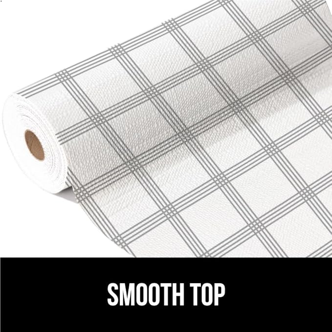 GORILLA GRIP Slip Resistant Drawer and Shelf Liner 2 Pack, Non Adhesive Water Resistant, Easy Trim, Smooth Surface Liners for Kitchen Cabinet, Shelves, Drawers Pantry, 20 IN x 20 FT, Stripe Gray White