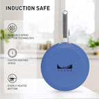 MsMk Blue 8" + 9.5" + 11" Ceramic Non Stick Frying Pans Sets, PFOA Free Non-Toxic, Scratch-resistant, Oven-Safe, Induction Ready, Compatible with All Cooktops