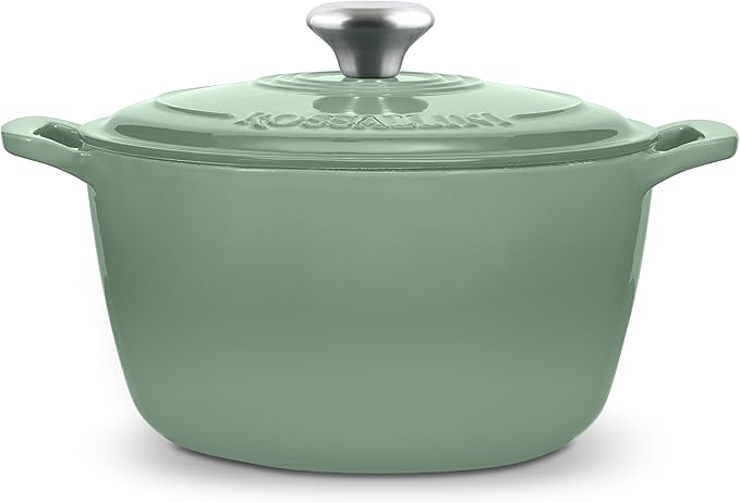 Signature Enameled Cast Iron Dutch Oven, Non-Stick Serving Pot with Tight Fitting Lid for Perfect Roasting, Baking, Sauteing, and Bread Making | 13.5Q (12.7L) - Sage