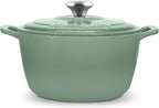 Signature Enameled Cast Iron Dutch Oven, Non-Stick Serving Pot with Tight Fitting Lid for Perfect Roasting, Baking, Sauteing, and Bread Making | 5.5Q (5.2L) - Sage