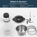 JOYAMI Electric Food Processor with 2 Bowls, Food Chopper Vegetable Meat Grinder, Stainless Steel Blades, 2 Speed