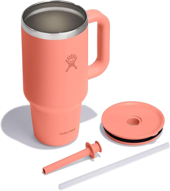 Hydro Flask 32 Oz Travel Tumbler with Handle, Lid and Straw - Insulated Stainless Steel in Sunglow