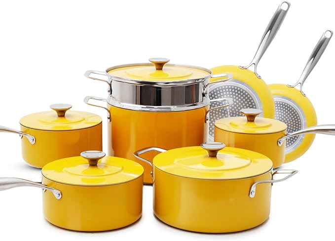 Nuwave Lux 13-Piece Premium Cookware Collection, Healthy G10 Duralon Blue Ceramic Nonstick, Ultra Durable, PFAS-Free, Lightweight & Works on All Cooktops