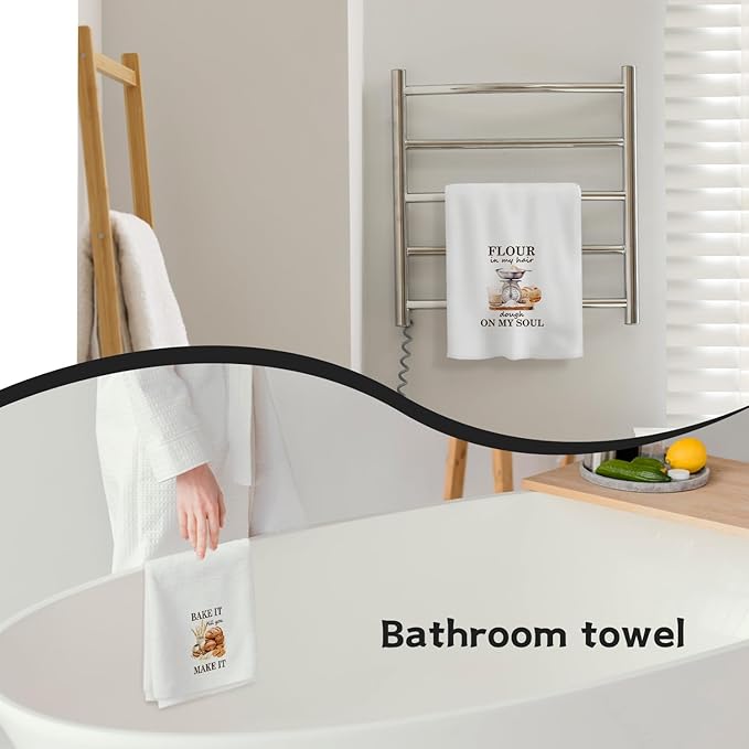 Baker Gifts Kitchen Towels, Gifts for Baking Lovers Decorative Hand Dish Towel for Kitchen, Rustic Farmhouse Tea Towels for Baking Sourdough, 16x24 Inch Set of 2