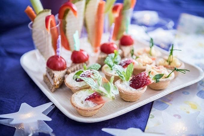 Disposable Palm Leaf 7" Square Plates (200 pieces) Bamboo Like Serving Platters, Disposable Boards, Eco-Friendly Dinnerware For Weddings, Catering, Events