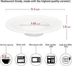 Ceramic Wide Rimmed Soup Plate, Soup Bowl 12 oz, Pasta Bowl Set of 4, White Shallow Bowl Plate with Rim, Best choice for high-end restaurants, hotels, and foodies,11.4 Inch Coil relief