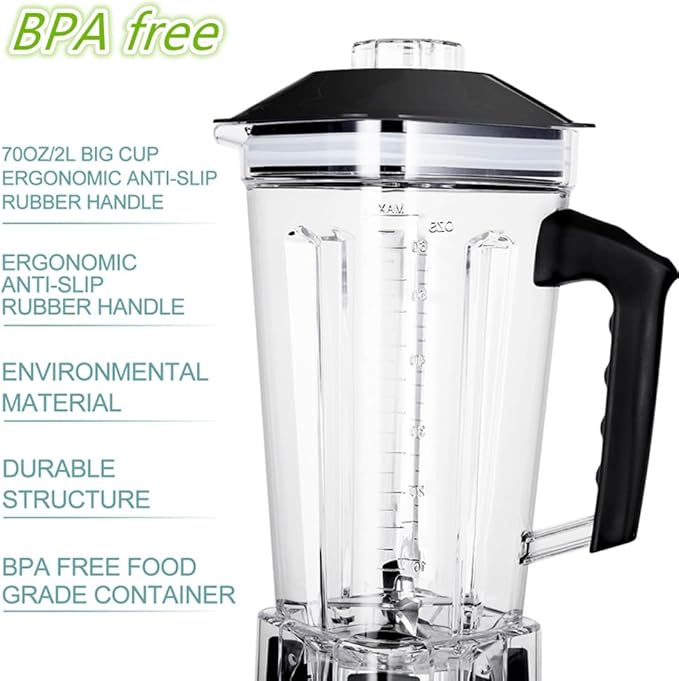 Professional Countertop Blender, 2200W High Power Commercial Blender for Shakes and Smoothies with 70Oz BPA Free Container, Built-in Timer Smoothie Maker Mixer for Crushing Ice, Frozen Dessert