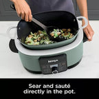 Ninja Foodi PossibleCooker PRO MC1000 8.5Qt Multicooker 8 in 1 Slow Cooker, Dutch Oven, Steam Bake Roast Sear Sauté Bread Maker Warmer, Glass Lid, Integrated Spoon, Nonstick (Sage Green)