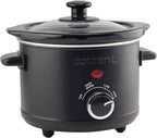 Courant Small Slow Cooker 1.6 QT, 3 Heat Settings, Removable Ceramic Pot" Easy Clean, Dishwasher Safe, Mini Slow Cooker, Black Stainless