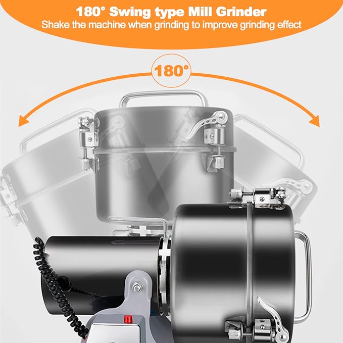 Swing Grain Mill 2500g, Electric Grain Mill, Stainless Steel Mill Grinder 4500W, High-speed Spice Herb Grinder, Commercial Superfine Machine, Dry Cereals Pulverizer 110V