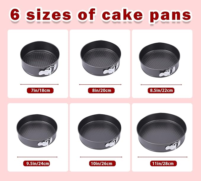 Springform Pan, Nonstick Cake Pan, Round cheesecake pan with leak-proof non-stick bottom removable bakeware.Cheesecakes, Pizzas and Quiches. (7+8+8.5+9.5+10+11 Inches)