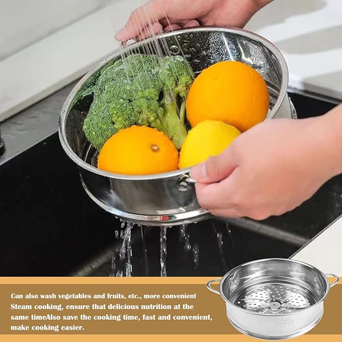Stainless Steel Steamer Pot 7.8 Inches Round Cooking Rack Food Steamer Basket Insert for Kitchen Dim Sum Dumplings Bun(20cm)