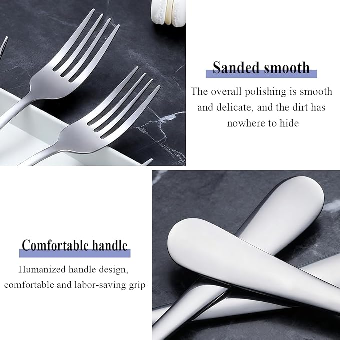 Berglander Salad Forks Set 24pcs, Stainless Steel 7.28" Dessert Forks, Flatware Silverware Fork for Home Kitchen, Restaurant, Hotel, Dishwasher Safe