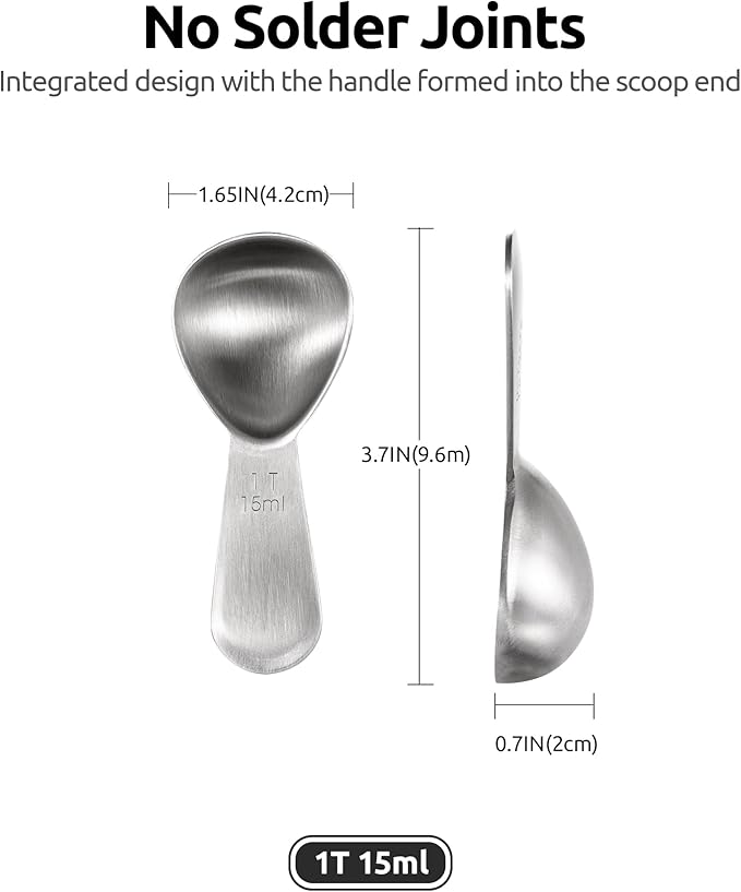 18/8 Stainless Steel Coffee Scoop: U-Taste 1 Tablespoon Metal Measuring Spoon, Short Handled Measure Scooper for Ground Coffee, Bean, Espresso, Powder, for Canister (Silver, 1Tbsp/15ml)